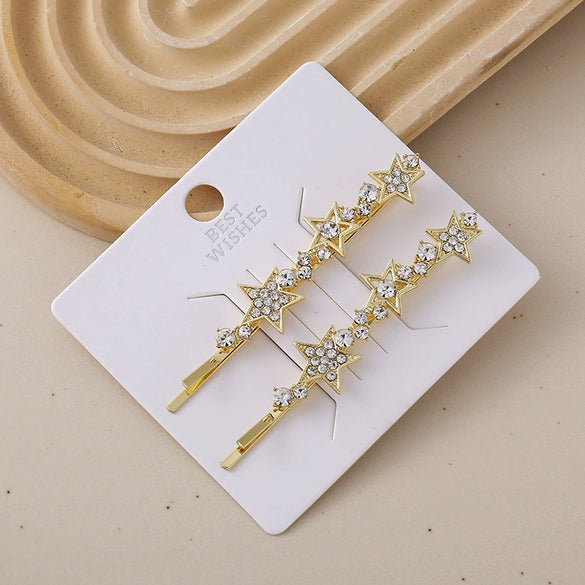 Women's Alloy Word Clip With Flash Drill Electroplated For Hair Styling