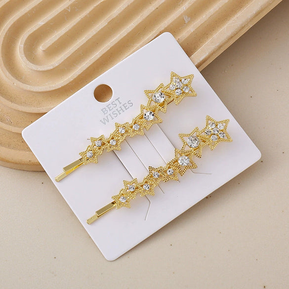 Women's Alloy Word Clip With Flash Drill Electroplated For Hair Styling