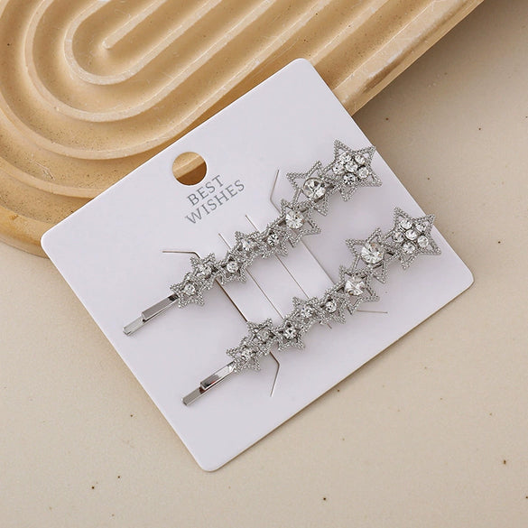 Women's Alloy Word Clip With Flash Drill Electroplated For Hair Styling