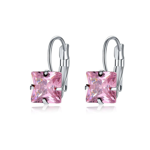 Women's Alloy Zircon Stud Earrings Rhombus Shape Electroplated Fashion Ear Buckles