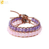 Women's Amethyst Natural Stone Beaded Bracelet With Cowhide Rope And Copper Accessories Fashion Jewelry