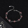 Women's And Children's Sterling Silver Doublelayer Bracelet With Pink Strawberry Crystal Geometric Design And Electroplated Finish