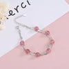 Women's And Children's Sterling Silver Doublelayer Bracelet With Pink Strawberry Crystal Geometric Design And Electroplated Finish