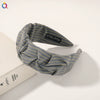 Women's And Girls' Handmade Pleated Wide Headband Solid Color Polyester Cotton Fabric Hair Accessory With Lace Detail