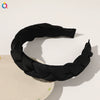 Women's And Girls' Handmade Pleated Wide Headband Solid Color Polyester Cotton Fabric Hair Accessory With Lace Detail