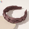 Women's And Girls' Handmade Pleated Wide Headband Solid Color Polyester Cotton Fabric Hair Accessory With Lace Detail