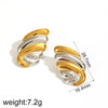 Women's Angel Wing Geometric Stud Earrings With Textured Design In Titanium Steel And Stainless Steel With Real Gold Plated Finish