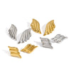 Women's Angel Wing Geometric Stud Earrings With Textured Design In Titanium Steel And Stainless Steel With Real Gold Plated Finish