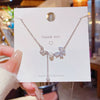 Women's Animal Zodiac Butterfly Tassel Pearl Copper Jewelry Electroplated Cross Chain Necklace