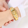 Women's Antique Fashion Light Luxury Alloy Rectangle Dial Diamondencrusted Gold Bracelet Quartz Watch