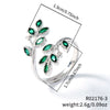 Women's Antique Fashion Open Ring Copper Material Zirconia Treatment With Emerald Branches Leaf Design