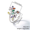 Women's Antique Fashion Open Ring Copper Material Zirconia Treatment With Emerald Branches Leaf Design