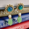 Women's Antique Geometric Glass Stud Earrings With Electroplated Alloy Construction And Silver Ear Posts