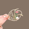 Women's Antique Orchid Alloy Brooch With Pearl Temperament And Electroplating Treatment