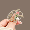 Women's Antique Orchid Alloy Brooch With Pearl Temperament And Electroplating Treatment
