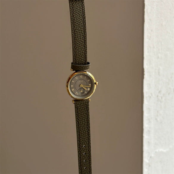 Women's Antique Retro Watch With Pu Belt And Metal Case