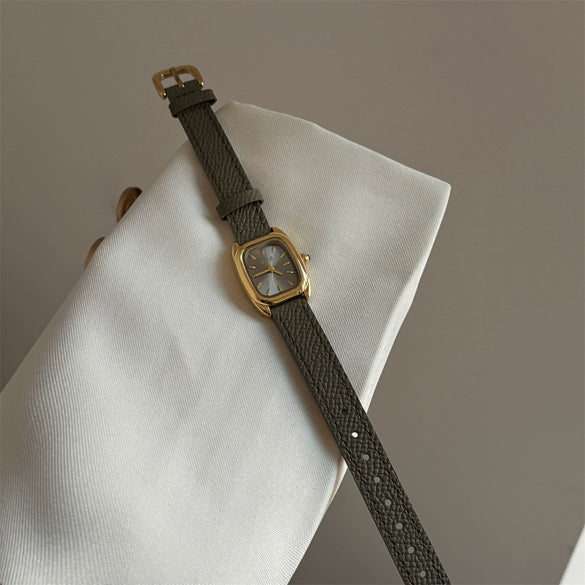 Women's Antique Retro Watch With Pu Belt And Metal Case