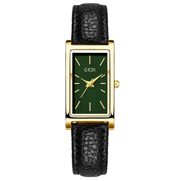 Women's Antique Simple Rectangular Retro Gold Alloy Watch With Belt And Quartz Movement