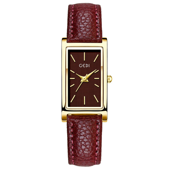 Women's Antique Simple Rectangular Retro Gold Alloy Watch With Belt And Quartz Movement