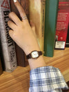 Women's Antique Style Alloy Case Genuine Leather Strap Round Dial Quartz Watch