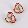 Women's Antique Style Gradient Flower Earrings With Enamel Glaze Electroplated Alloy And Silver Ear Posts