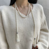 Women's Antique Style Tassel Pearl Sweater Chain Necklace And Waist Chain