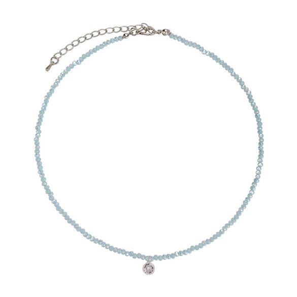 Women's Artificial Crystal Beaded Geometric Love Necklace With Polished Ball Chain
