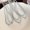 Women's Artificial Crystal Beaded Geometric Love Necklace With Polished Ball Chain