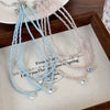 Women's Artificial Crystal Beaded Geometric Love Necklace With Polished Ball Chain