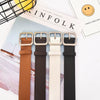 Women's Artificial Leather Belt With Large Square Buckle And Decorative Stitching Simple Fashionable All Match Accessory