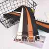 Women's Artificial Leather Belt With Large Square Buckle And Decorative Stitching Simple Fashionable All Match Accessory