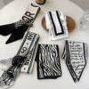 Women's Artificial Silk Houndstooth Rectangular Long Scarf Hair Ribbon Decorative Neck And Hair Scarf For Spring And Autumn