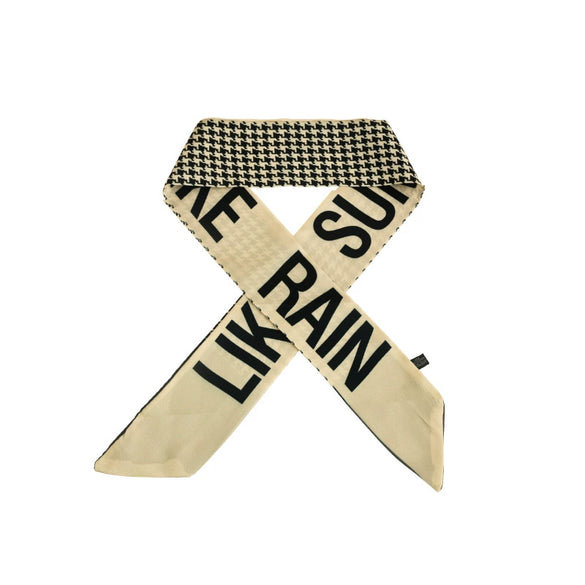 Women's Artificial Silk Houndstooth Rectangular Long Scarf Hair Ribbon Decorative Neck And Hair Scarf For Spring And Autumn