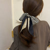 Women's Artificial Silk Houndstooth Rectangular Long Scarf Hair Ribbon Decorative Neck And Hair Scarf For Spring And Autumn