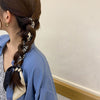 Women's Artificial Silk Houndstooth Rectangular Long Scarf Hair Ribbon Decorative Neck And Hair Scarf For Spring And Autumn