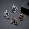 Women's Asymmetric Phoenix Earrings In Electroplated Copper With Colorful Zircon Geometric Animal Design