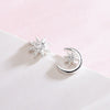 Women's Asymmetric Star And Moon Constellation Earrings In Electroplated Sterling Silver Jewelry