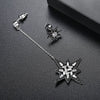 Women's Asymmetric Star Earrings With Black And White Zircon Accents Electroplated Copper Fashion Jewelry