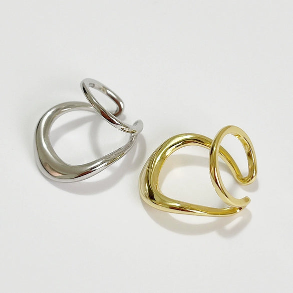 Women's Asymmetrical Face S925 Sterling Silver Ear Clip With Electroplating