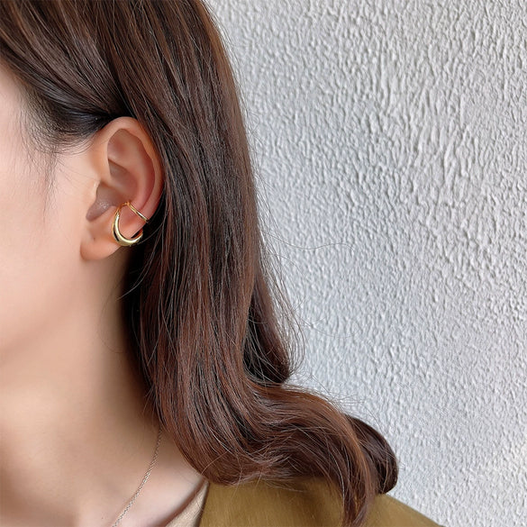 Women's Asymmetrical Face S925 Sterling Silver Ear Clip With Electroplating