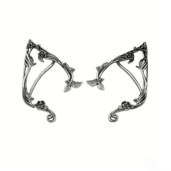 Women's Asymmetrical Fairy Earrings With Geometric Floral Design Zinc Alloy Ear Hooks And Ecofriendly Electroplated Finish