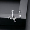 Women's Asymmetrical Geometric Copper Zircon Earrings With Electroplated Finish Niche Fashion Jewelry