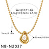 Women's Asymmetrical Geometric Pearlstudded Stainless Steel Necklace With Electroplated Finish Understated And Versatile Regular Chain Jewelry