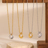 Women's Asymmetrical Geometric Pearlstudded Stainless Steel Necklace With Electroplated Finish Understated And Versatile Regular Chain Jewelry