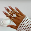 Women's Asymmetrical Metal Ring Alloy Geometric Internet Celebrity Style Electroplated Imitation Pearl Joint
