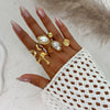 Women's Asymmetrical Metal Ring Alloy Geometric Internet Celebrity Style Electroplated Imitation Pearl Joint