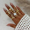 Women's Asymmetrical Metal Ring Alloy Geometric Internet Celebrity Style Electroplated Imitation Pearl Joint