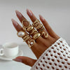 Women's Asymmetrical Metal Ring Alloy Geometric Internet Celebrity Style Electroplated Imitation Pearl Joint