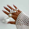 Women's Asymmetrical Metal Ring Alloy Geometric Internet Celebrity Style Electroplated Imitation Pearl Joint
