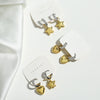 Women's Asymmetrical Star Moon Zircon Earrings Copper Geometric Style